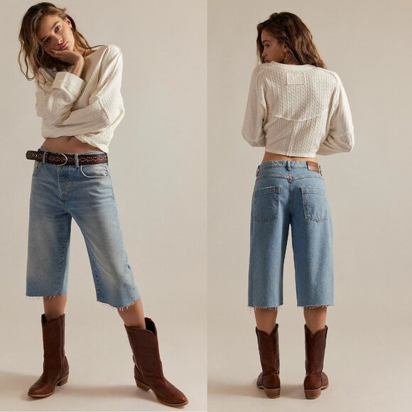 Sold - NWT New Free People We The Free Relaxed Capri Drummer Boy Jeans Size 27 - Picture 1 of 10